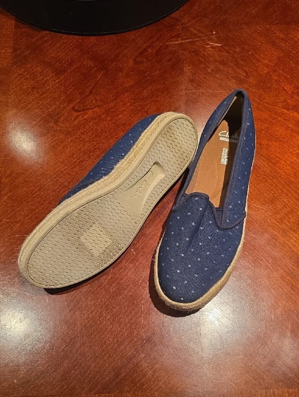 Clarks Navy Blue Espadrille Slip-On Flats